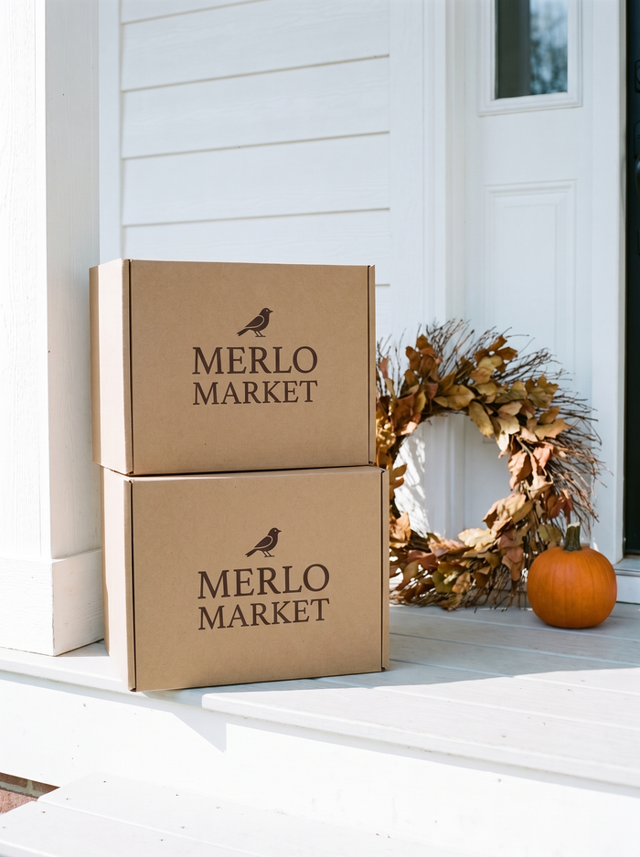 Merlo Market boxes on a doorstep