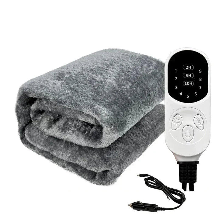 12V Heated Travel Blanket | 9 Heat Settings | Adjustable Timer &amp; Machine Washable