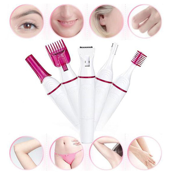 5-in-1 Rechargeable Epilator | Multi-Attachment Hair Removal System | Waterproof Design