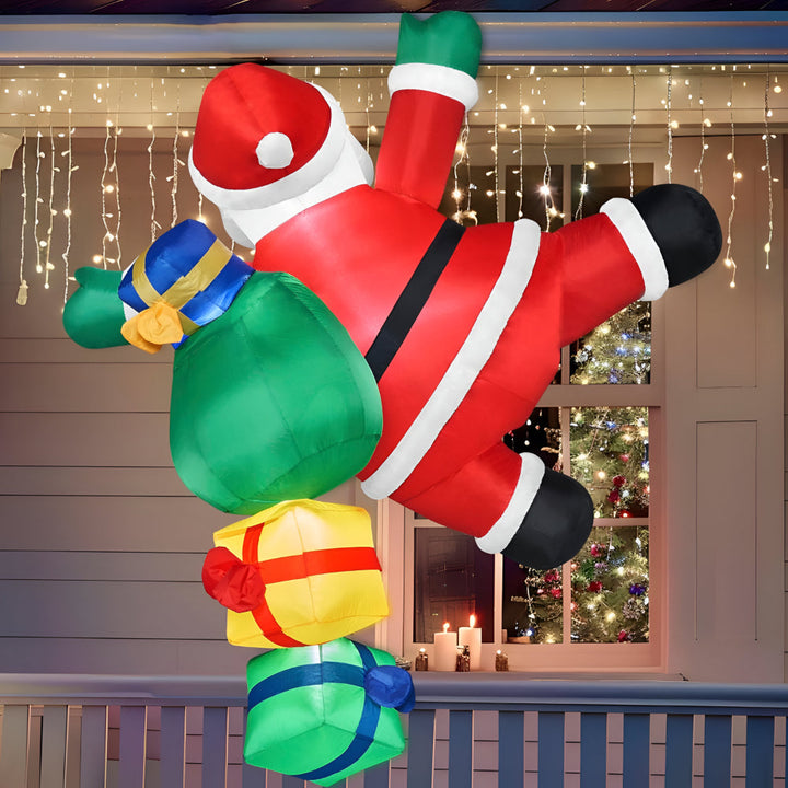 6 ft Inflatable Climbing Santa Christmas Decoration with LED Lights
