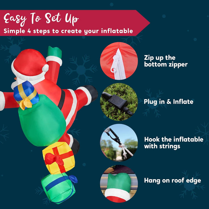 6 ft Inflatable Climbing Santa Christmas Decoration with LED Lights