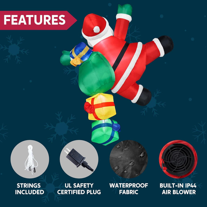 6 ft Inflatable Climbing Santa Christmas Decoration with LED Lights