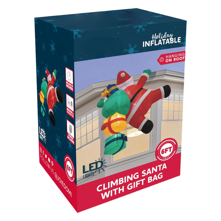 6 ft Inflatable Climbing Santa Christmas Decoration with LED Lights
