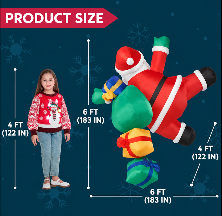 6 ft Inflatable Climbing Santa Christmas Decoration with LED Lights