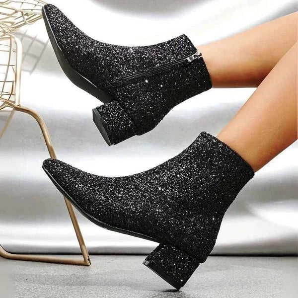 Sophia - Women's Party Ankle Boots with Comfortable Glitter Finish