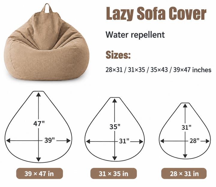 Bean Bag Chair Cover | Ergonomic Lounge Design | Polyester Fabric | 39.4 x 47.2 in