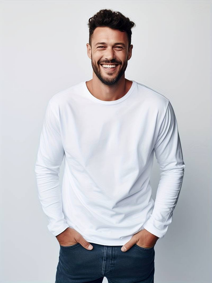 Caleb - Men’s casual long sleeve top with crew neck and ribbed cuffs