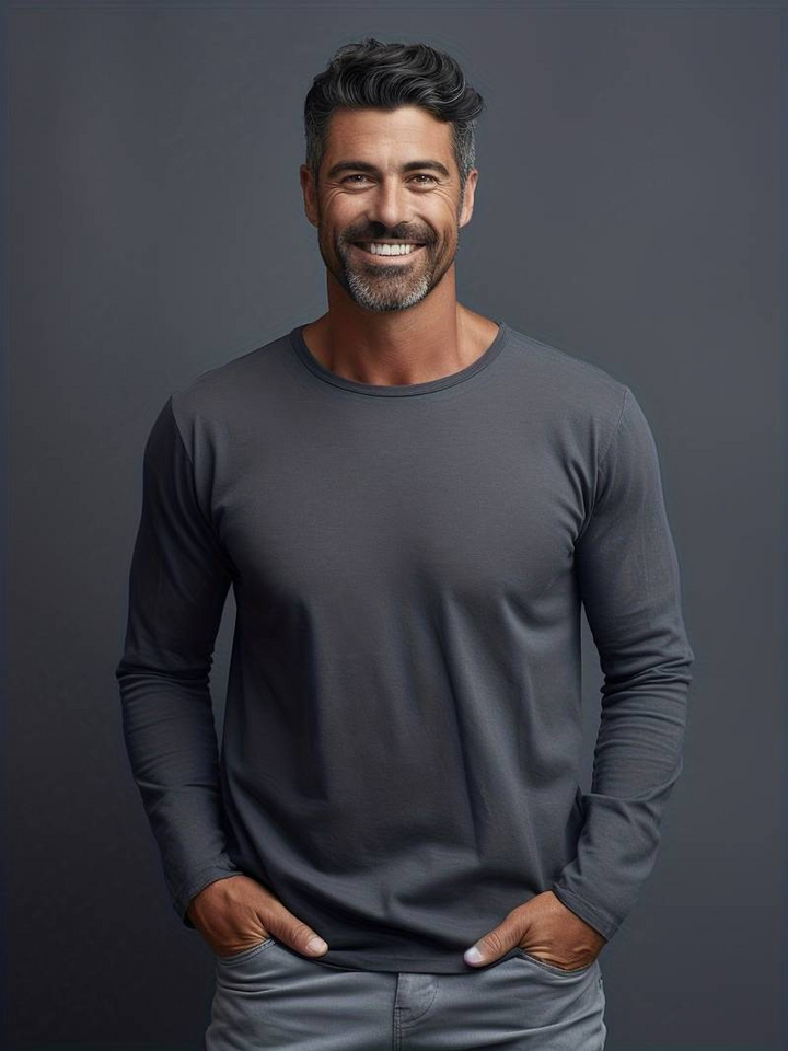 Caleb - Men’s casual long sleeve top with crew neck and ribbed cuffs
