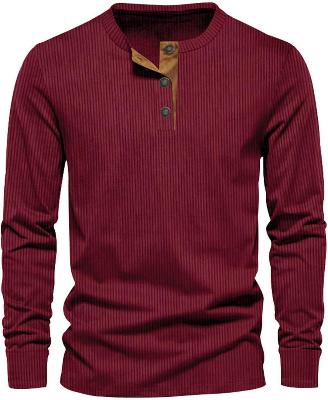 Caleb - Men’s henley shirt with long sleeve and casual ribbed button front