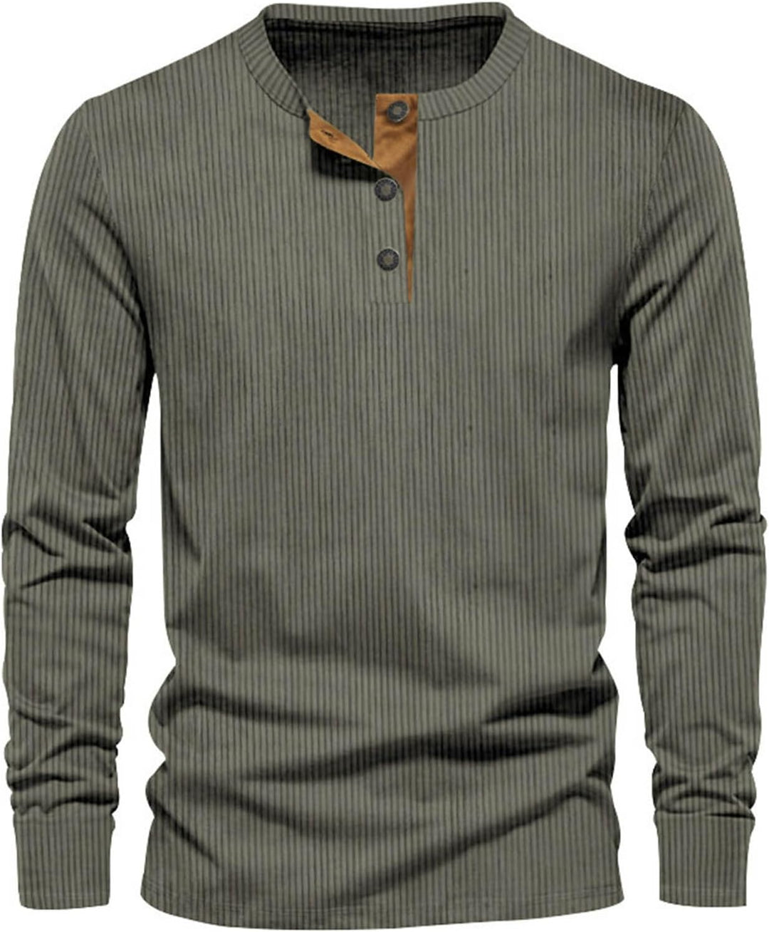 Caleb - Men’s henley shirt with long sleeve and casual ribbed button front