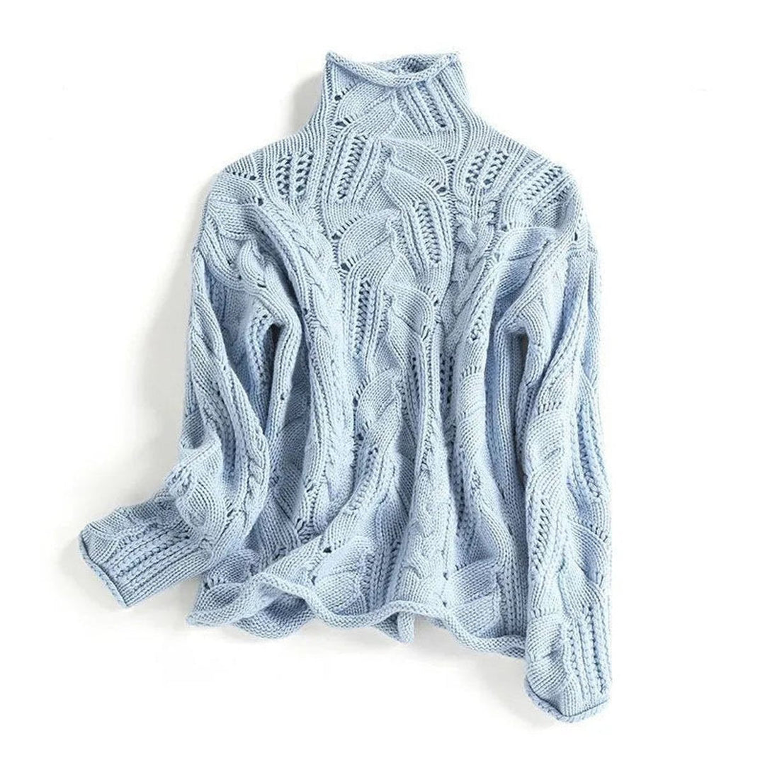 Charlotte - Women’s elegant turtleneck sweater with oversized cable knit