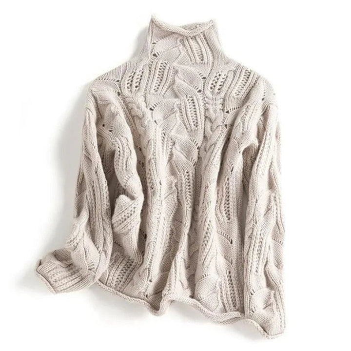 Charlotte - Women’s elegant turtleneck sweater with oversized cable knit