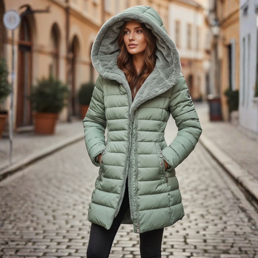 Charlotte - Women’s winter parka hooded and waterproof with fleece lined zip front
