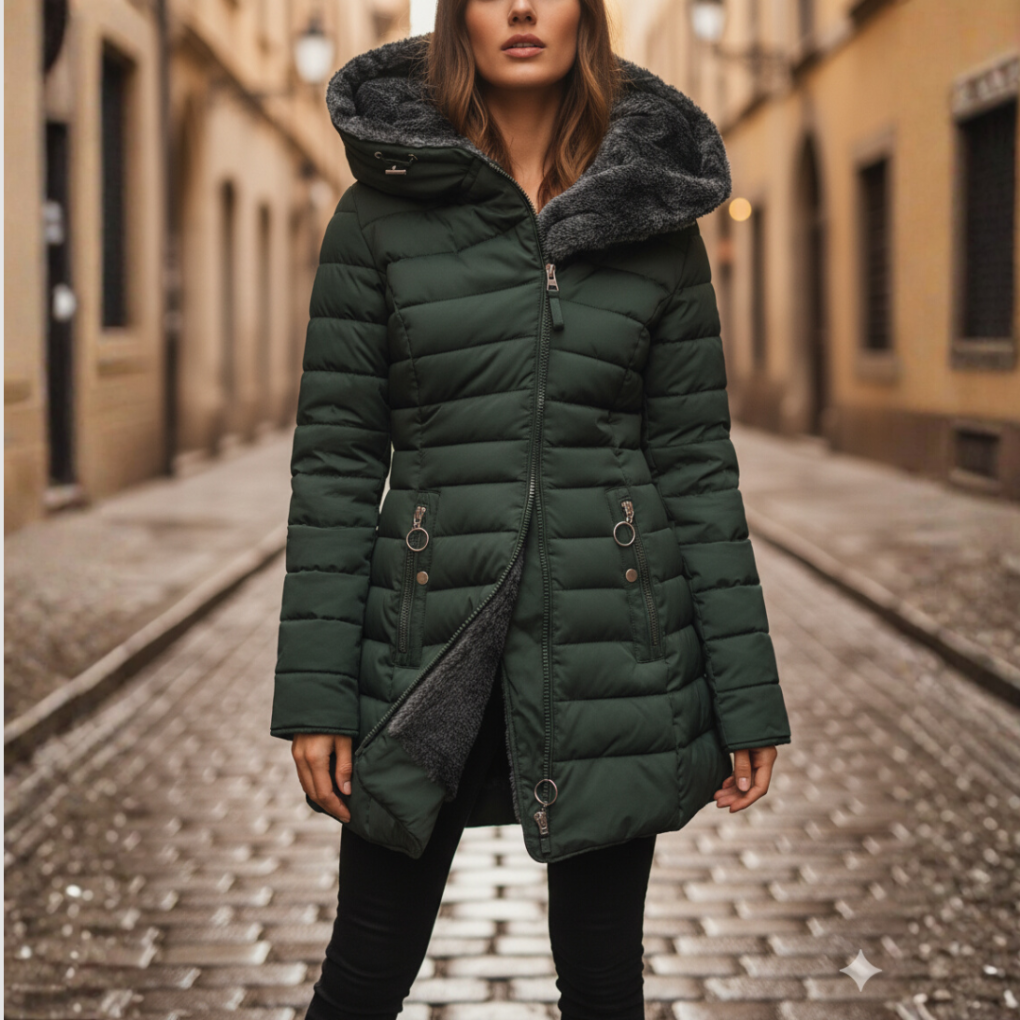 Charlotte - Women’s winter parka hooded and waterproof with fleece lined zip front
