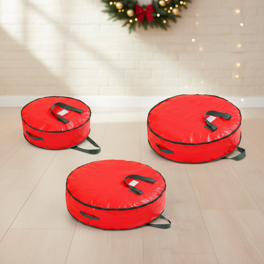 Christmas Ornament Storage Bag with Zipper Closure