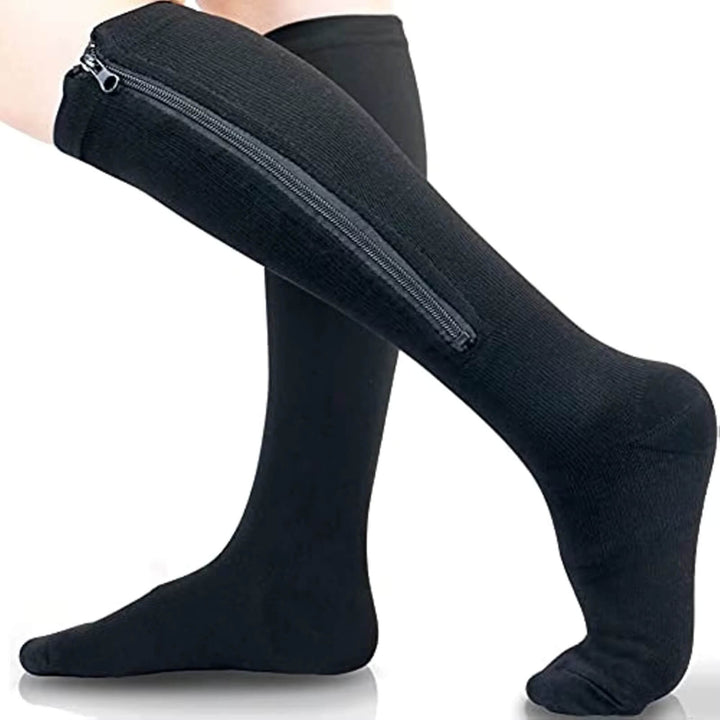 Compression Socks | 15–20 mmHg Graduated Support | Knee-High Design | Easy Zip Closure