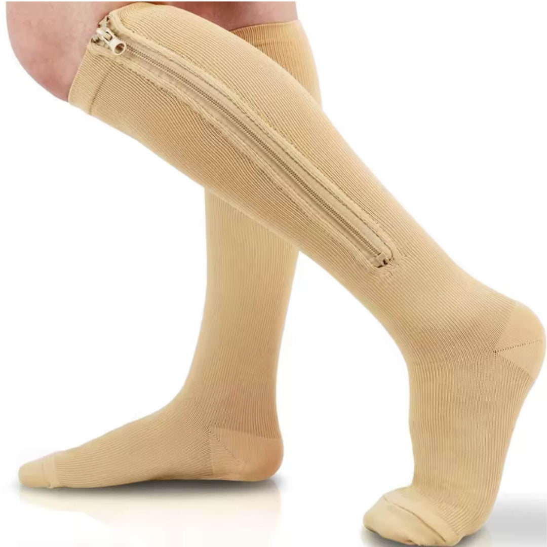 Compression Socks | 15–20 mmHg Graduated Support | Knee-High Design | Easy Zip Closure