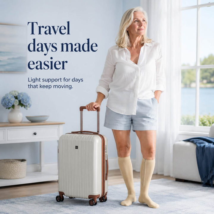 Compression Socks | 15–20 mmHg Graduated Support | Knee-High Design | Easy Zip Closure