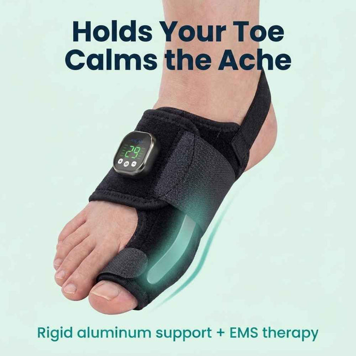 EMS Bunion Toe Support Device | Aluminum Alignment Bar | Electrical Stimulation &amp; Hands-Free Foot Care