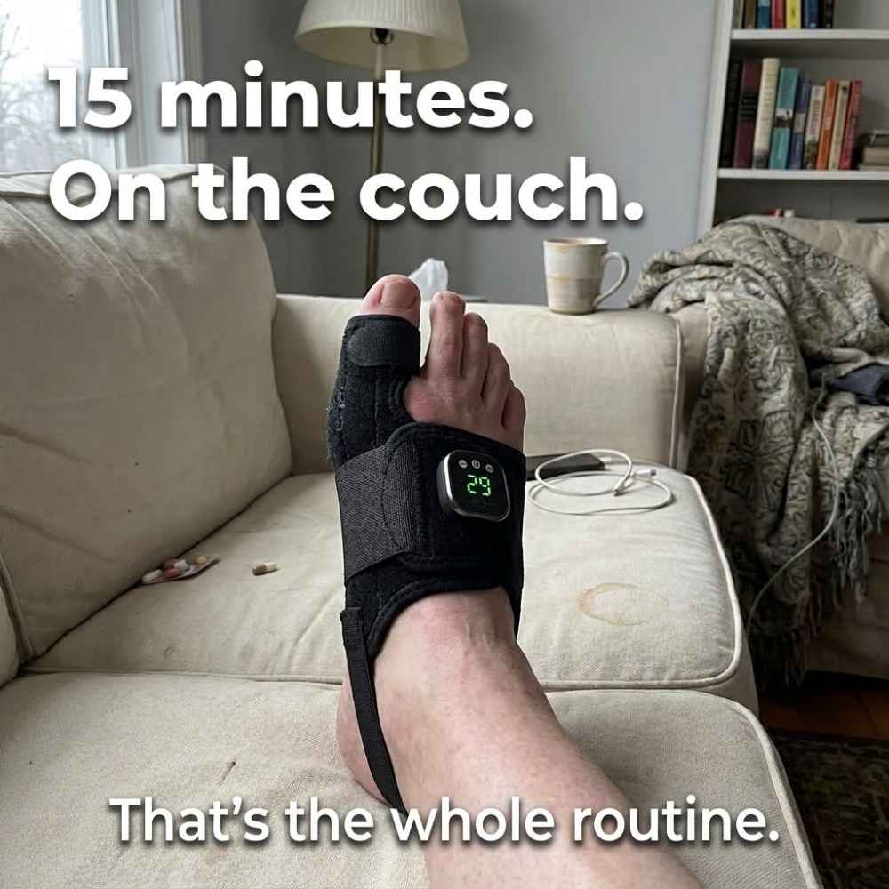 EMS Bunion Toe Support Device | Aluminum Alignment Bar | Electrical Stimulation &amp; Hands-Free Foot Care