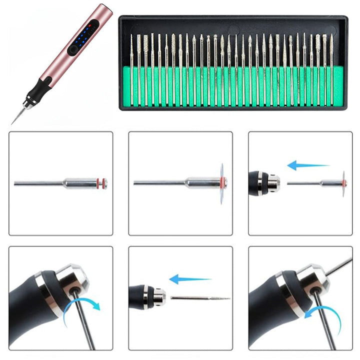 Electric Engraving Pen Kit | USB-C Rechargeable | Adjustable Speed 5,000–18,000 RPM | Precision Craft Tool