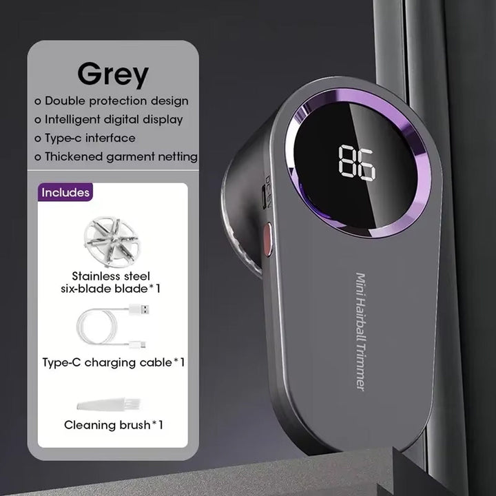 Fabric Shaver | 8000 RPM Motor | 6 Stainless Steel Blades | LED Display | USB-C Rechargeable