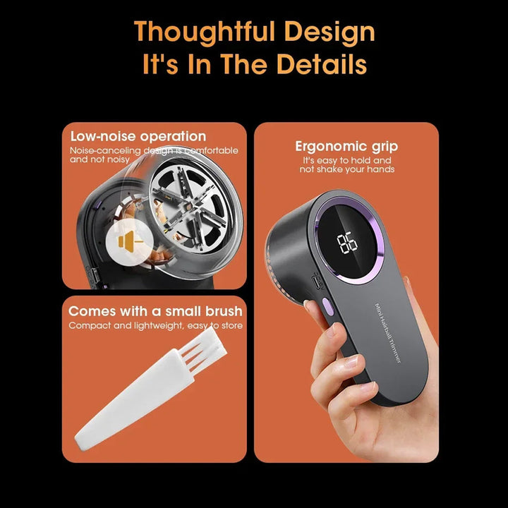 Fabric Shaver | 8000 RPM Motor | 6 Stainless Steel Blades | LED Display | USB-C Rechargeable