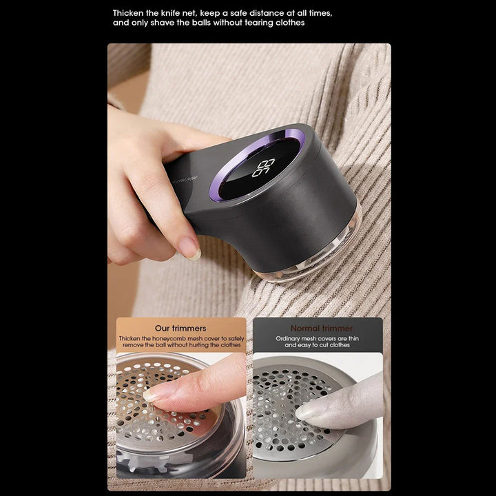 Fabric Shaver | 8000 RPM Motor | 6 Stainless Steel Blades | LED Display | USB-C Rechargeable