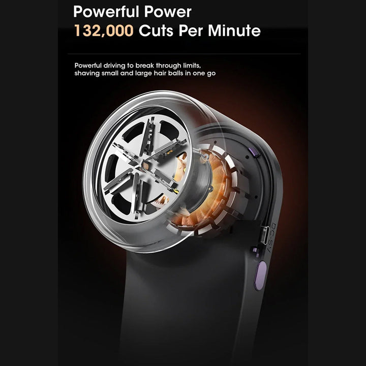 Fabric Shaver | 8000 RPM Motor | 6 Stainless Steel Blades | LED Display | USB-C Rechargeable