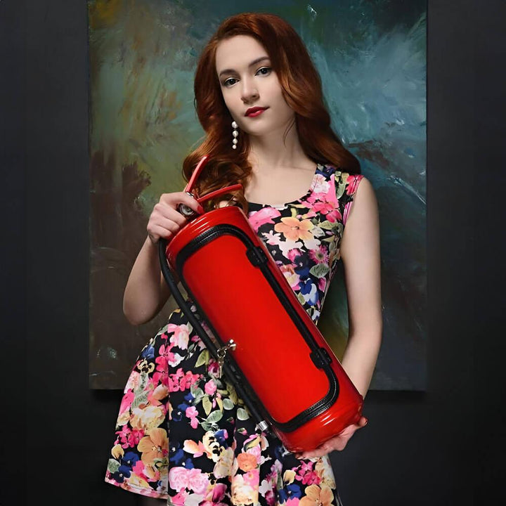 Fire Extinguisher Mini Bar Cabinet | Steel Bottle Storage | Lockable Novelty Home Bar Decor