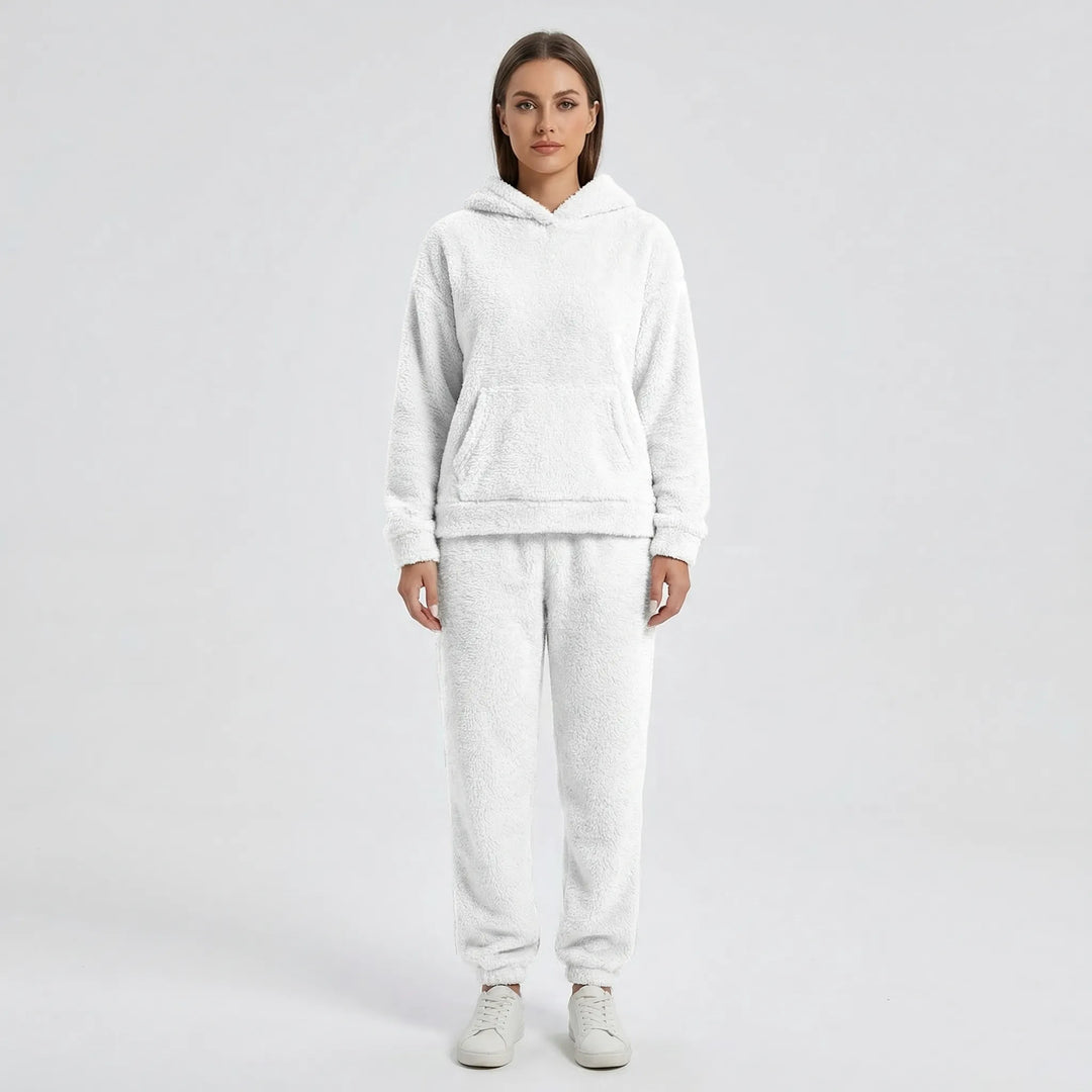 Harper - Women’s fluffy loungewear set warm and cozy with cuffed ankle