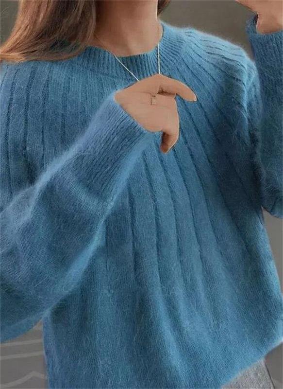 Hazel - Women’s cozy sweater with soft plush ribbed knit and round neck