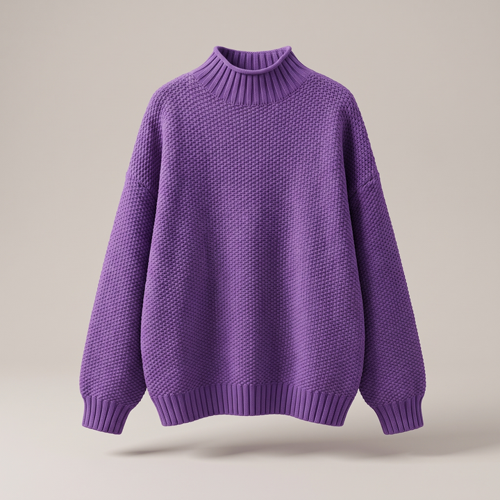 Hazel - Women’s soft turtleneck sweater with warm knitted long sleeve