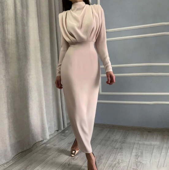 Isabella - Women’s evening dress formal and maxi with long sleeve and high neck