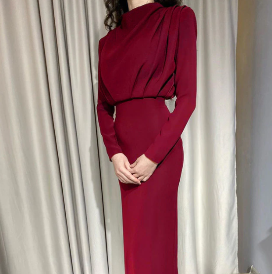 Isabella - Women’s evening dress formal and maxi with long sleeve and high neck