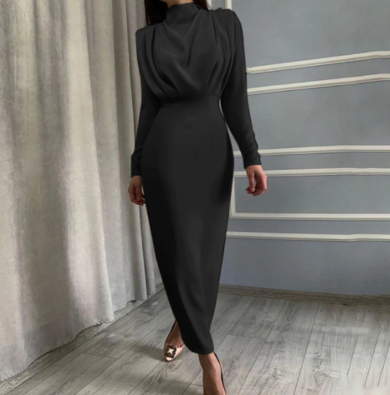 Isabella - Women’s evening dress formal and maxi with long sleeve and high neck