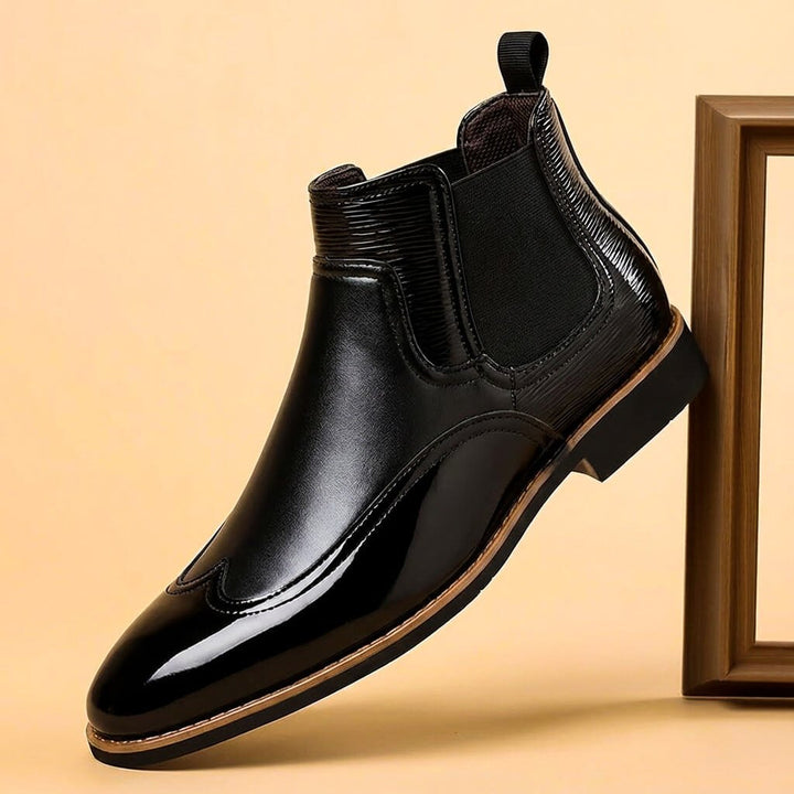 Jackson - Men’s dress chelsea boots slip on with brogue toe and pull tab