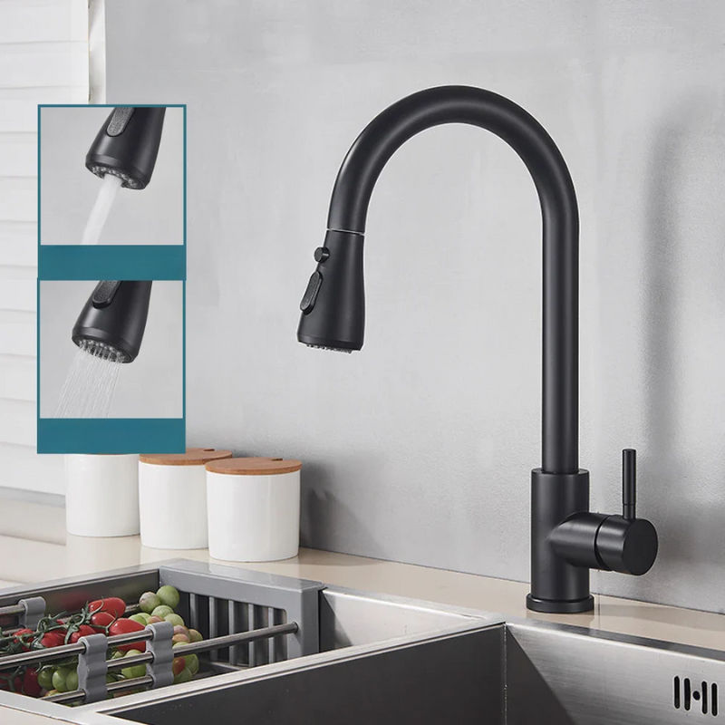 Kitchen Faucet | Pull-Down Sprayer | Brushed Stainless Steel | Dual Spray Function | 15 in Height