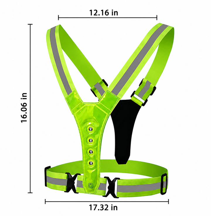 LED Safety Running Vest | 360° Visibility | USB Rechargeable with 3 Light Modes