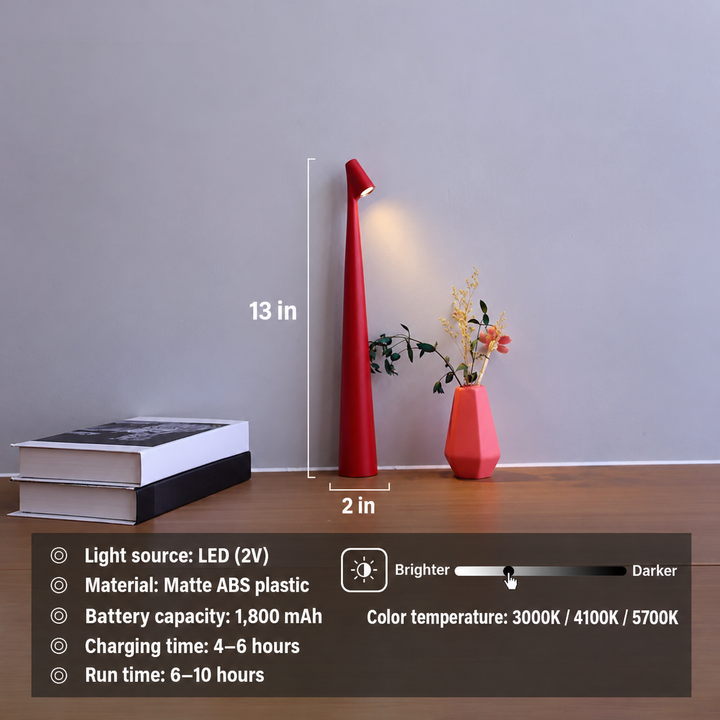 LED Table Lamp | Touch Dimming &amp; USB Rechargeable | 1800mAh Battery | 3W Modern Accent Light