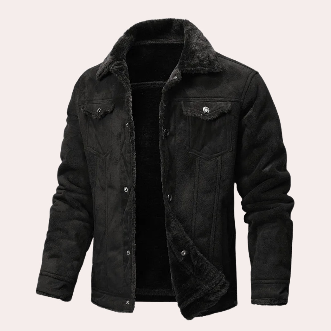 Logan - Men’s sherpa lined jacket with fleece collar and button front