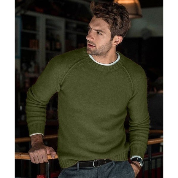 Miles - Men’s crew neck sweater knitted with raglan sleeve and ribbed hem