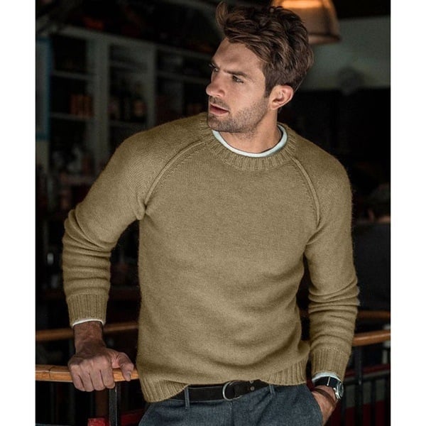 Miles - Men’s crew neck sweater knitted with raglan sleeve and ribbed hem