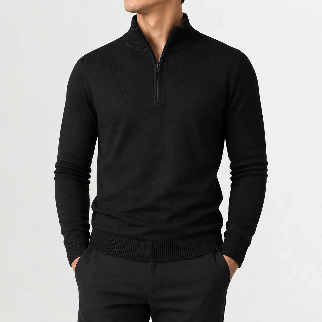 Nathan - Men’s quarter zip sweater with long sleeve and smart slim fit
