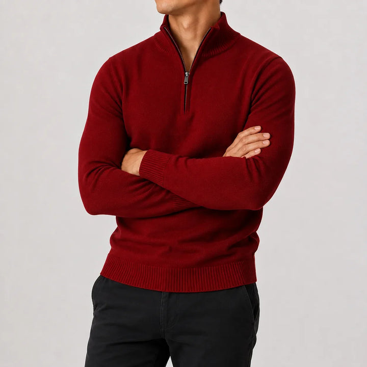 Nathan - Men’s quarter zip sweater with long sleeve and smart slim fit