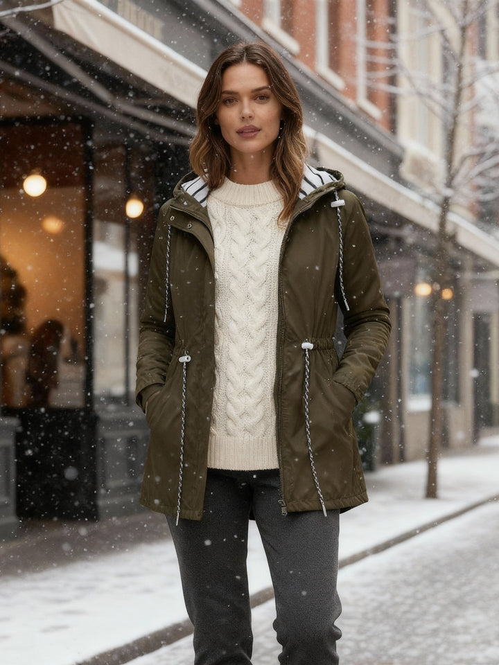 Nora - Women’s waterproof winter coat with hood and striped lining