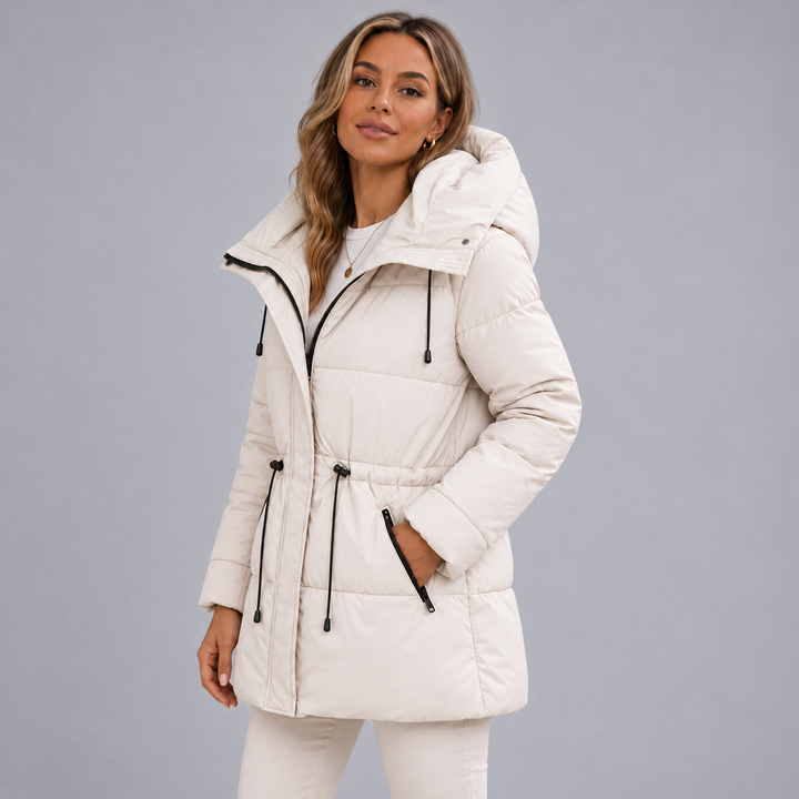 Nora - Women’s winter parka long and hooded with drawstring waist