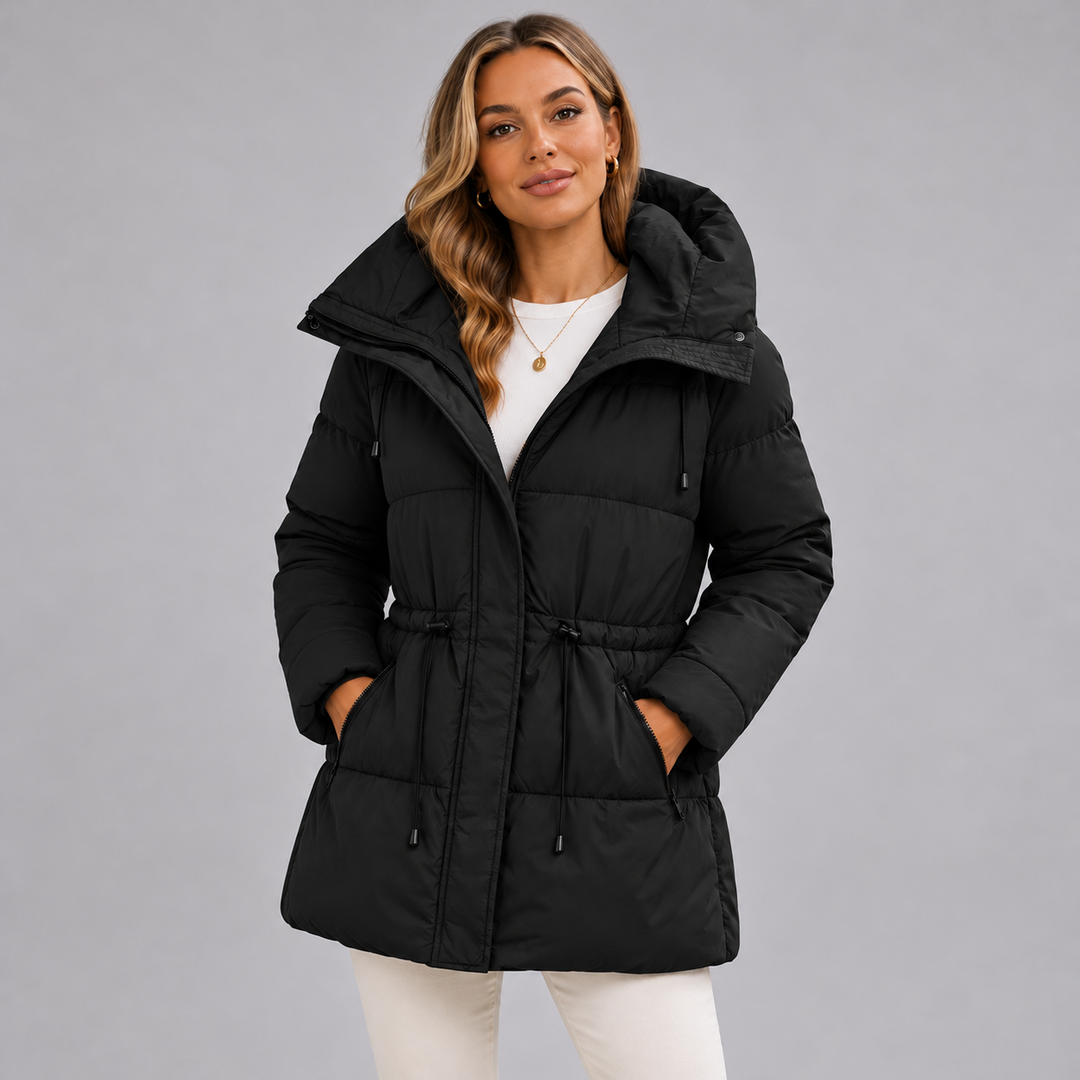 Nora - Women’s winter parka long and hooded with drawstring waist