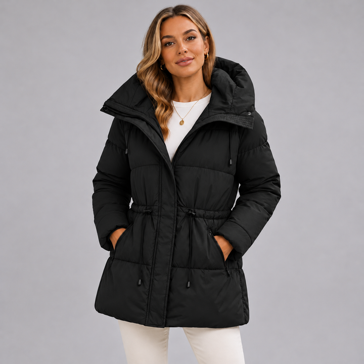Nora - Women’s winter parka long and hooded with drawstring waist
