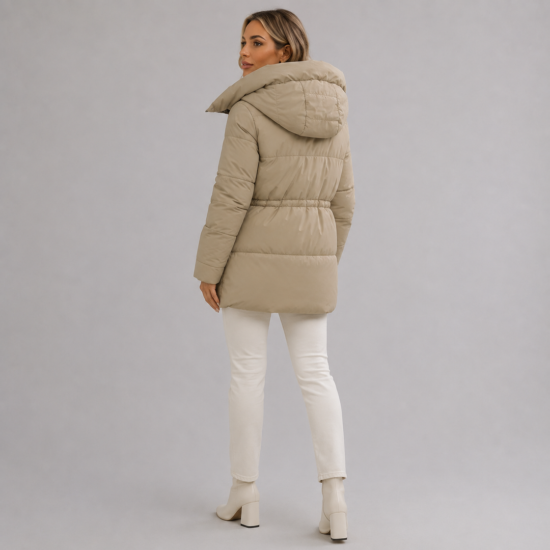 Nora - Women’s winter parka long and hooded with drawstring waist